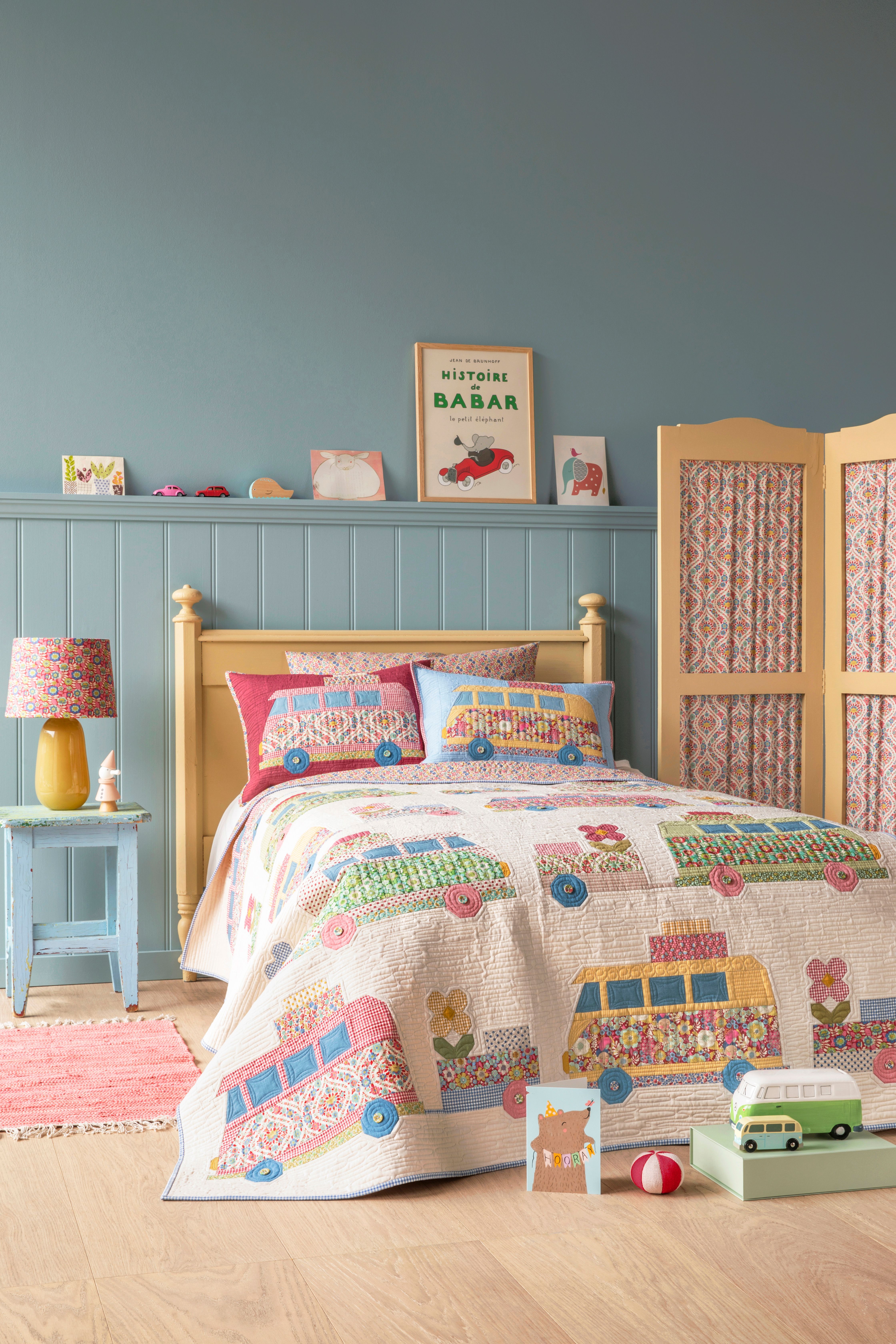 Tilda camper van quilt and pillows